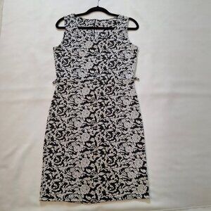 Womens Sleek A Line Stretch Floral Dress Size 10 Chrome Back Zipper Sleeveless
